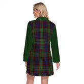 Cunningham Hunting Tartan Women's Lapel Shirt Dress With Long Sleeve